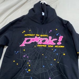 555 spider , pink hoodie